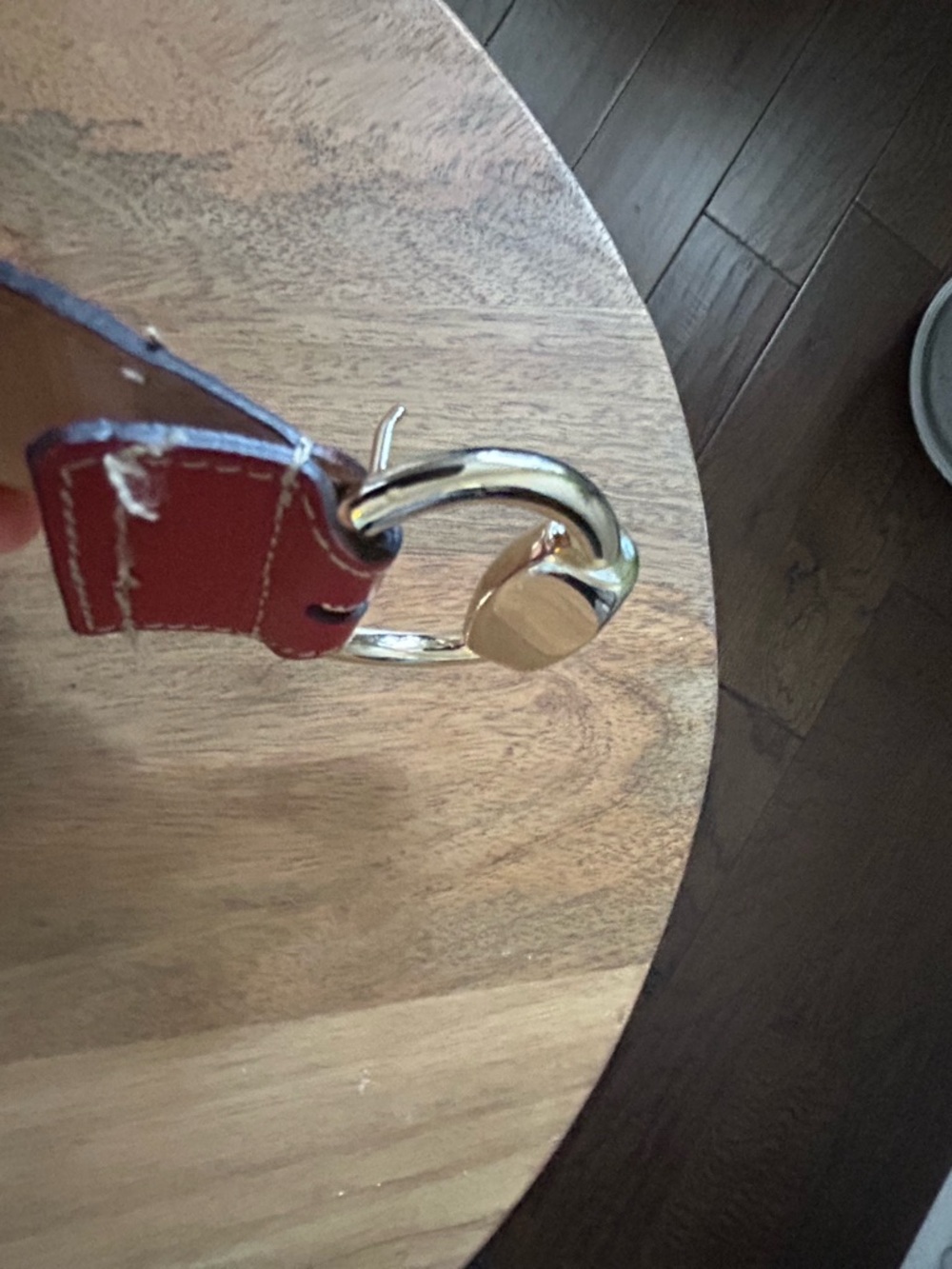 Gucci Monogram Belt with Red Leather and Gold Buckle - Picture 8 of 12